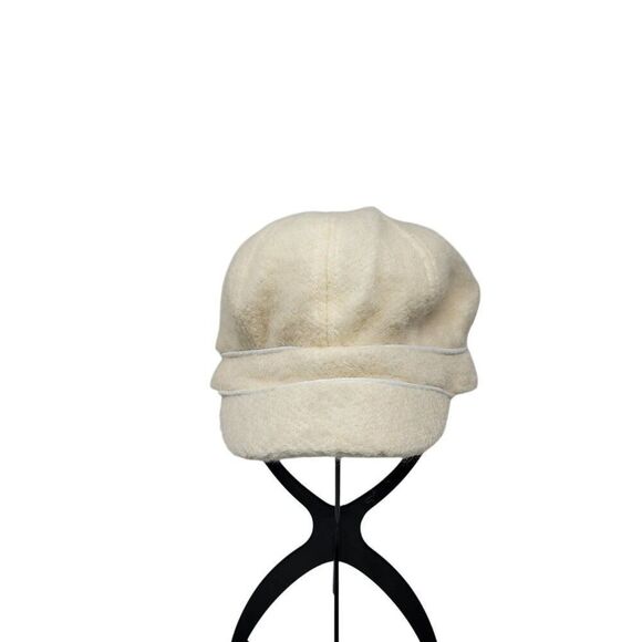 August Hat Company Wool-Blend Cream Newsboy Cap Cabby Retro Piped Tweed Glam - Picture 7 of 7